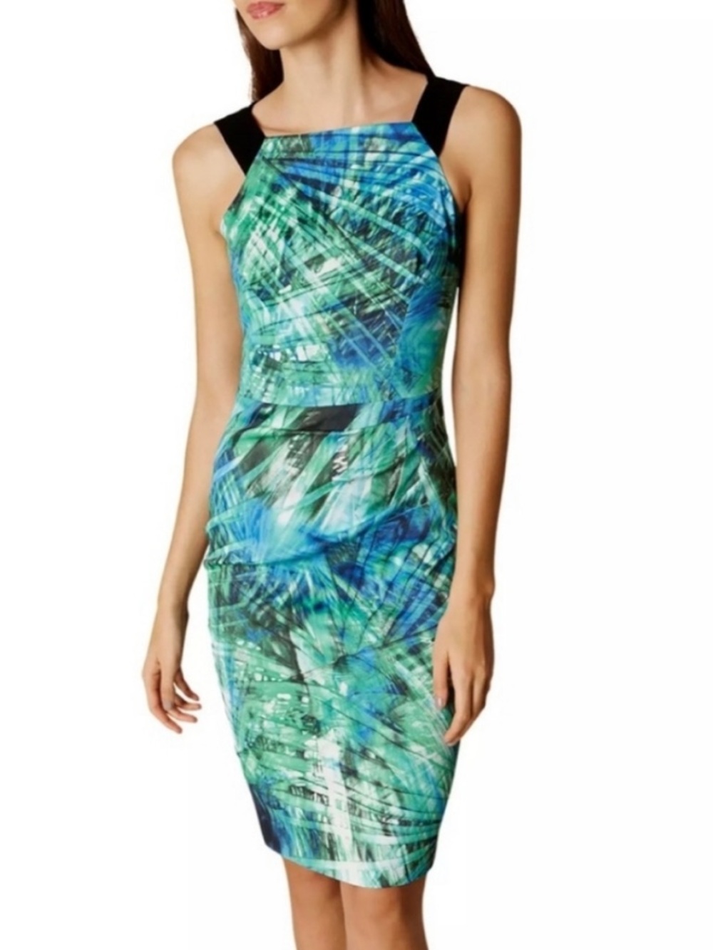 Karen Millen Vibrant Palm Print Pencil Dress Size US 10